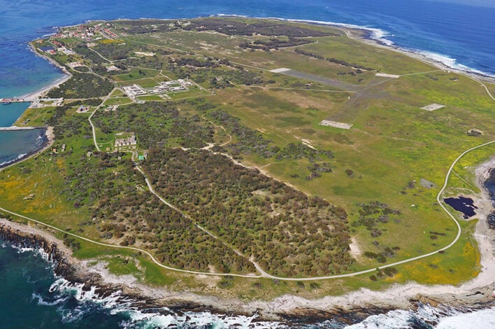 Robben Island drone view in Cape Town