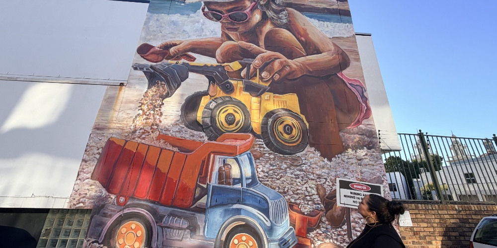 Castle made of sand street art in Cape Town.